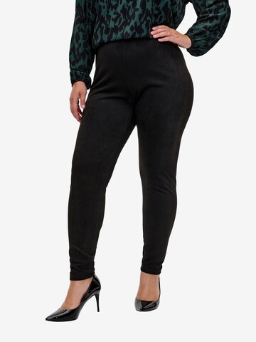 Zizzi Skinny Leggings 'Vjule' in Zwart: voorkant