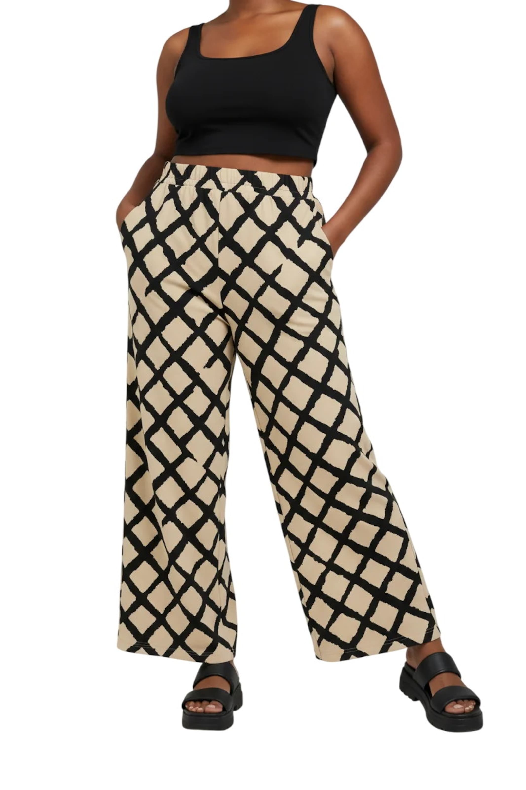 Shape Of You Wide Leg Hose in Beige: Vorderseite