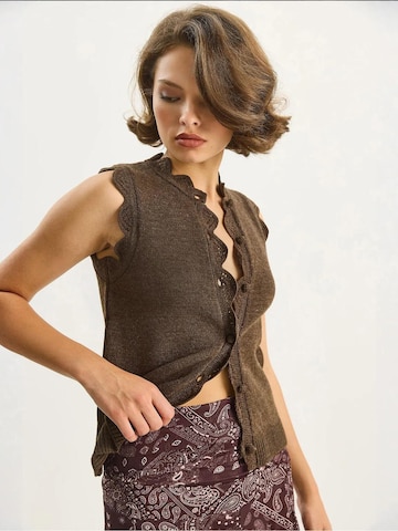 Bianco Lucci Gebreide bodywarmer in Bruin