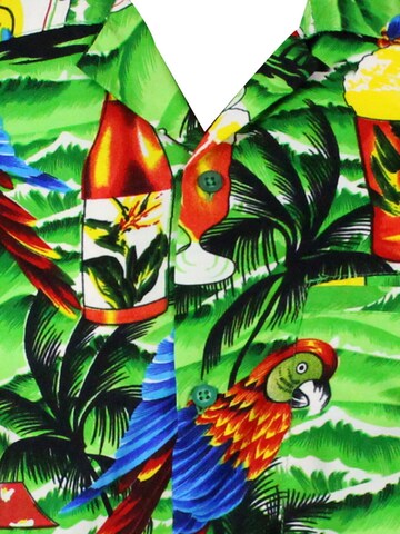 King Kameha Shirt 'Parrot Beer' in Green