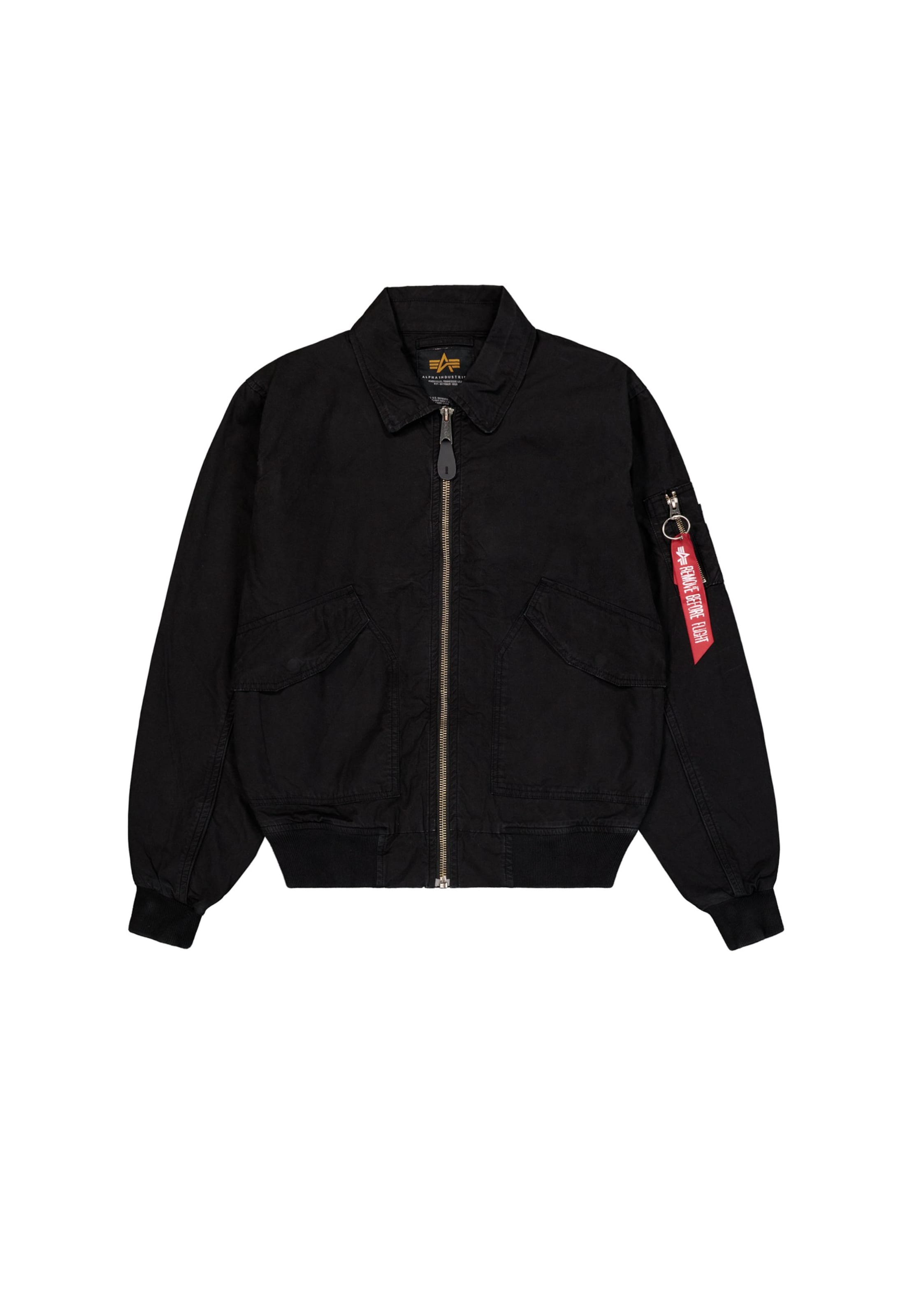 melns ALPHA INDUSTRIES Starpsezonu jaka 'CWU-36/P': no priekšpuses