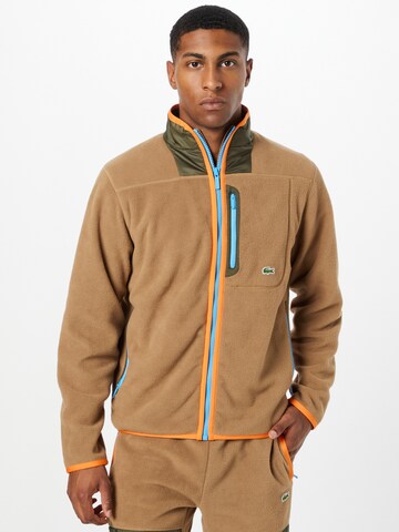 LACOSTE Fleece jacket in Beige: front