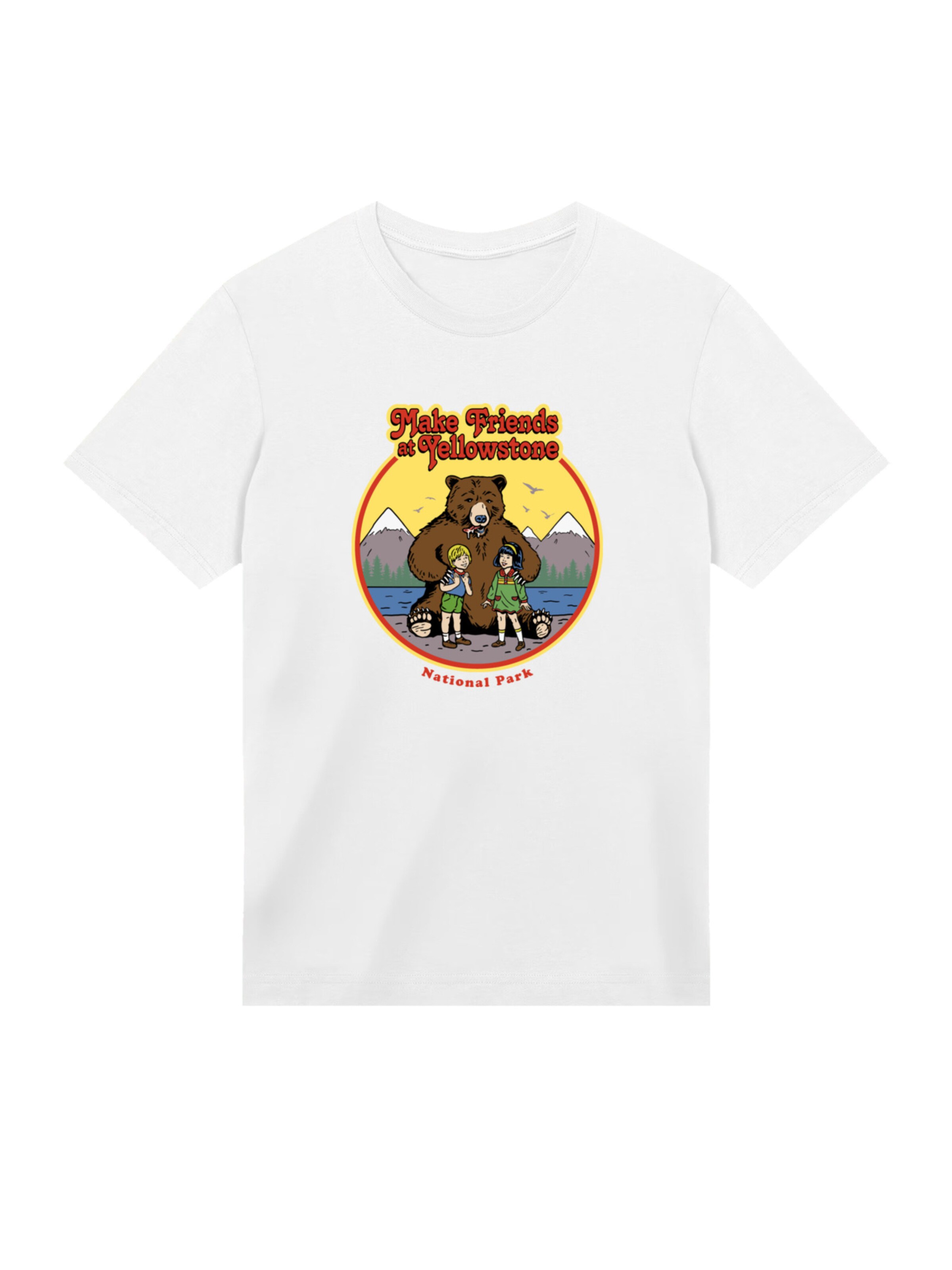 T-Shirt 'US National Parks Make Friends At Yellowstone' F4NT4STIC en blanc : devant
