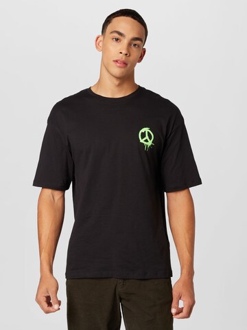 T-Shirt 'PEACE' JACK & JONES en noir : devant