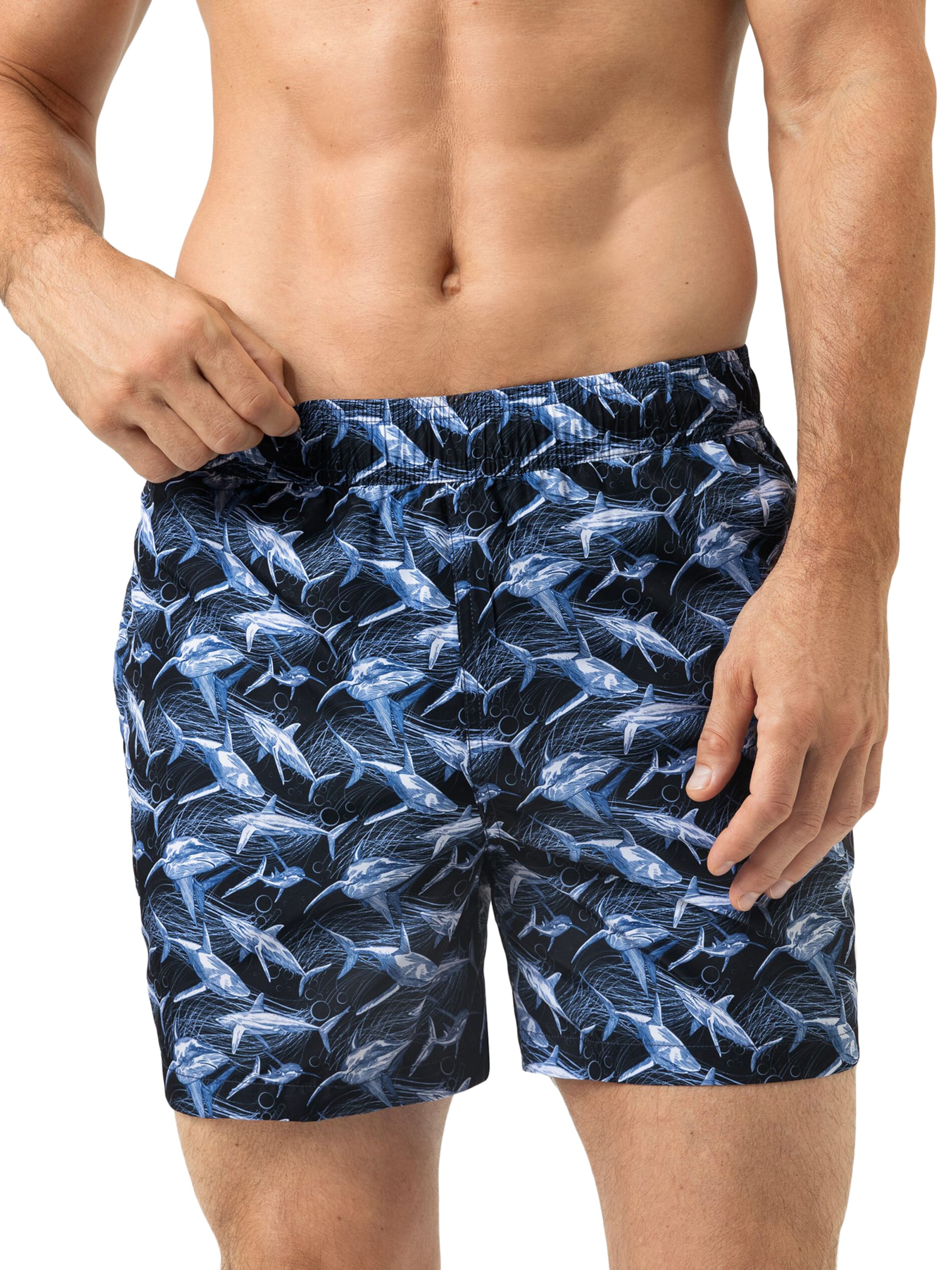 Mey Zwemshorts 'Shark Frenzy' in Blauw: voorkant