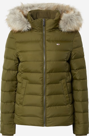 Tommy Jeans Winterjas 'Essential' in Groen: voorkant