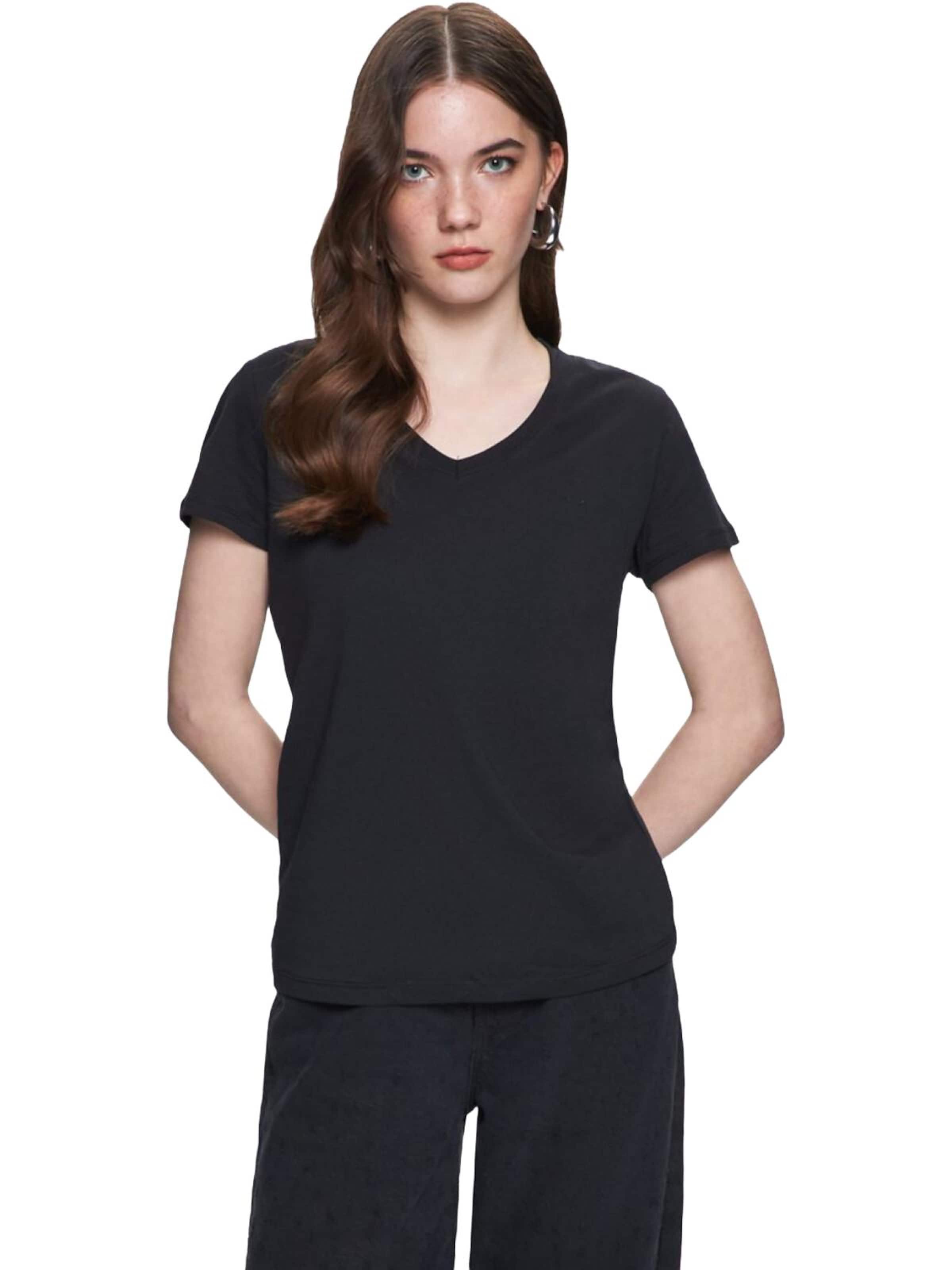 Maglietta 'LTB Jeans Damen-T-Shirt mit V-Ausschnitt' di LTB Jeans in nero: frontale