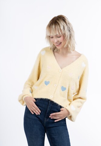 MYMO Knit Cardigan 'Biany' in Yellow: front