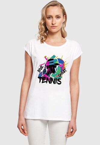 Maglietta 'Tennis Love, Sweat' di Merchcode in bianco: frontale