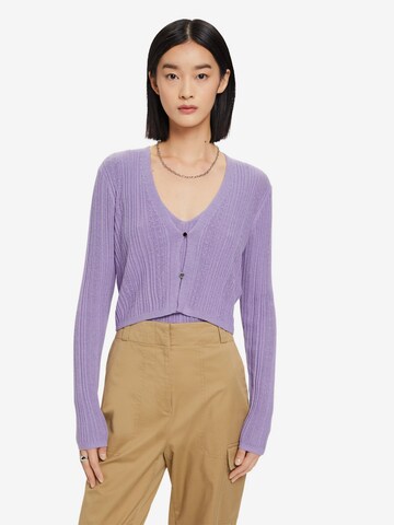 ESPRIT Knit Cardigan in Purple: front