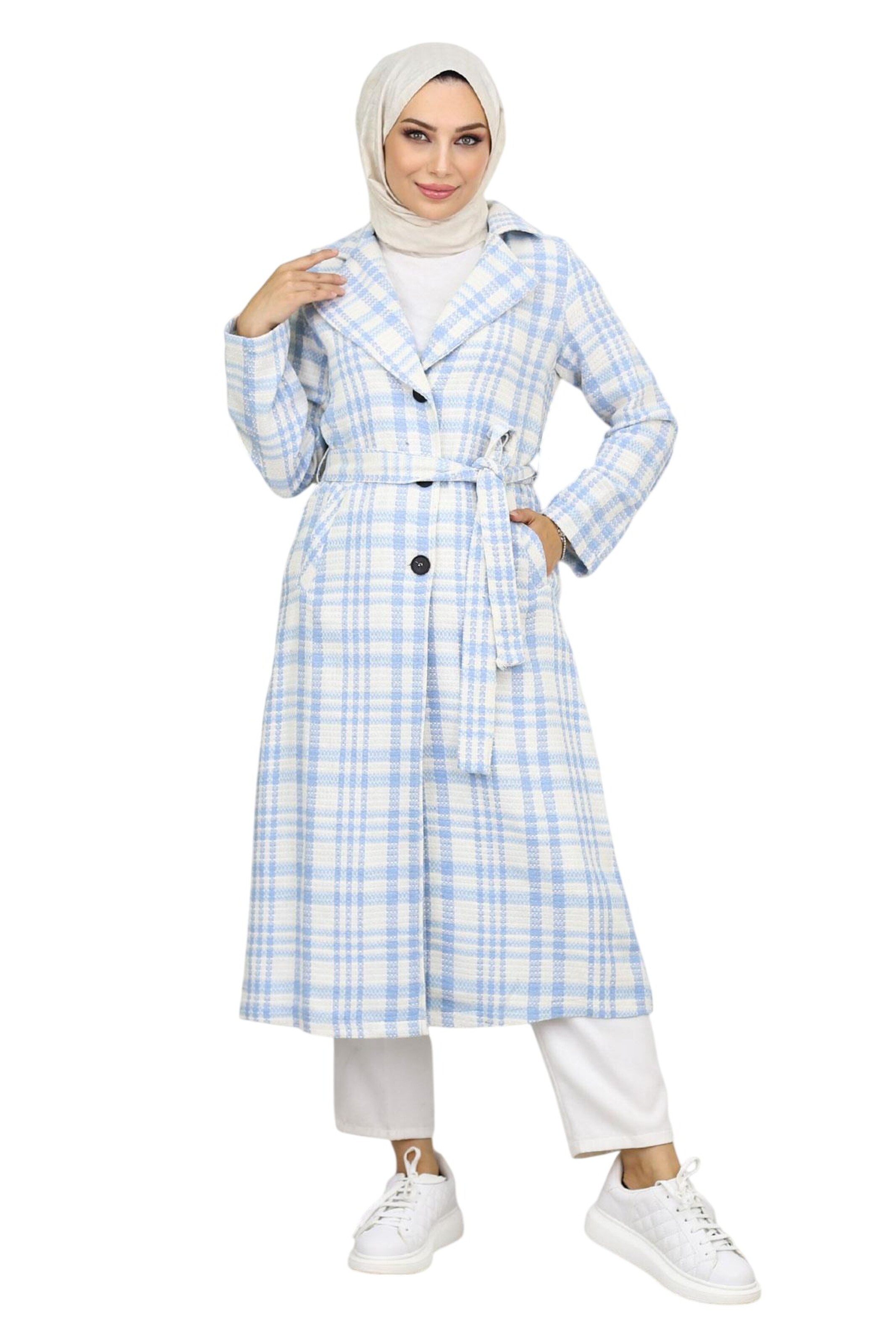 MODAMIHRAM Between-seasons coat in Blue: front