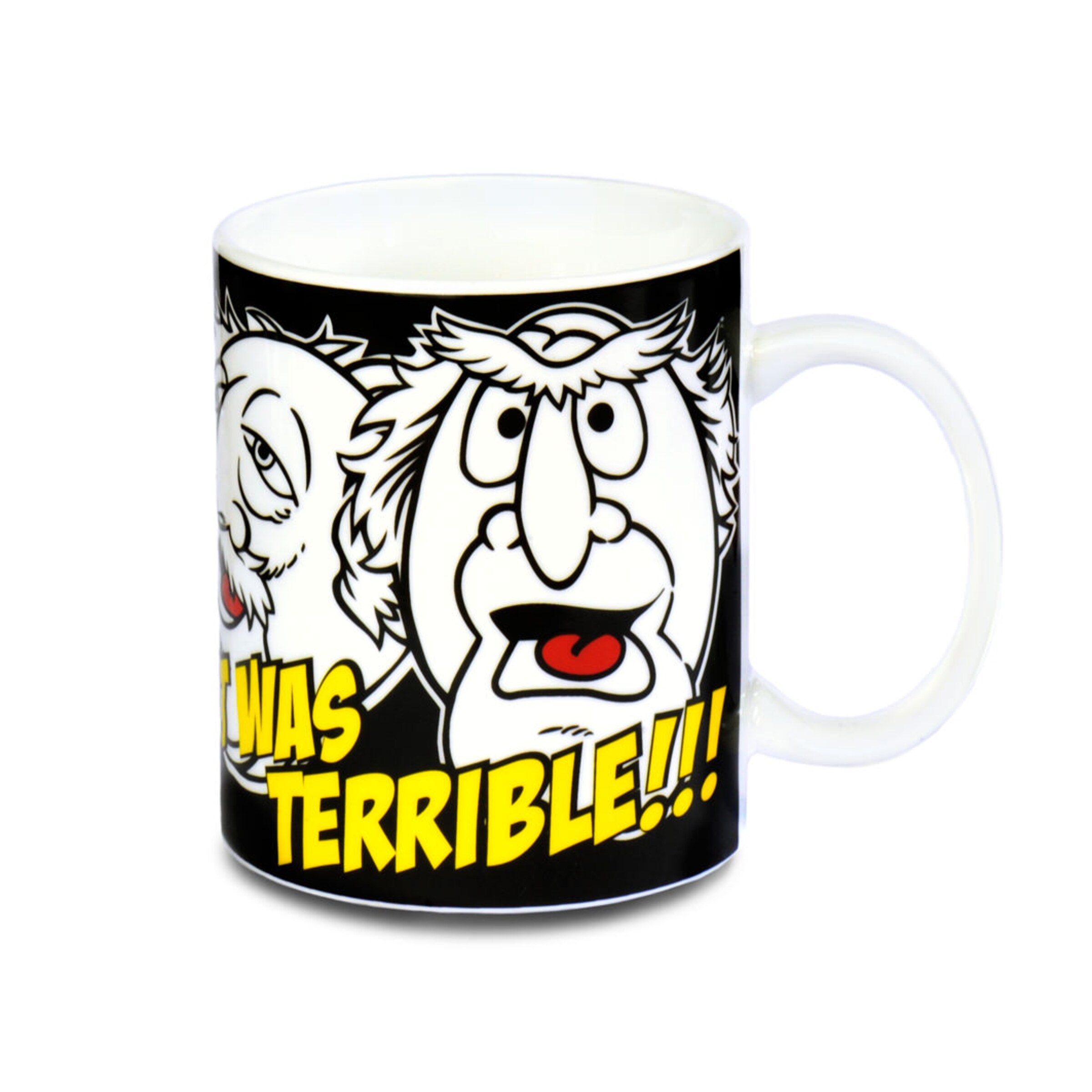LOGOSHIRT Tasse 'Waldorf und Statler' in Schwarz: Vorderseite