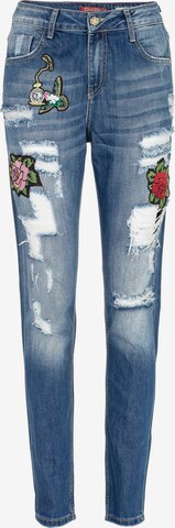 CIPO & BAXX Skinny Jeans 'Patched Rose' in Blau: predná strana