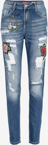CIPO & BAXX Skinny Jeans 'Patched Rose' in Blauw: voorkant