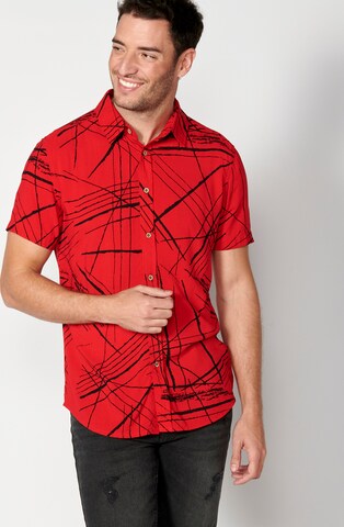 KOROSHI Regular fit Button Up Shirt in Red