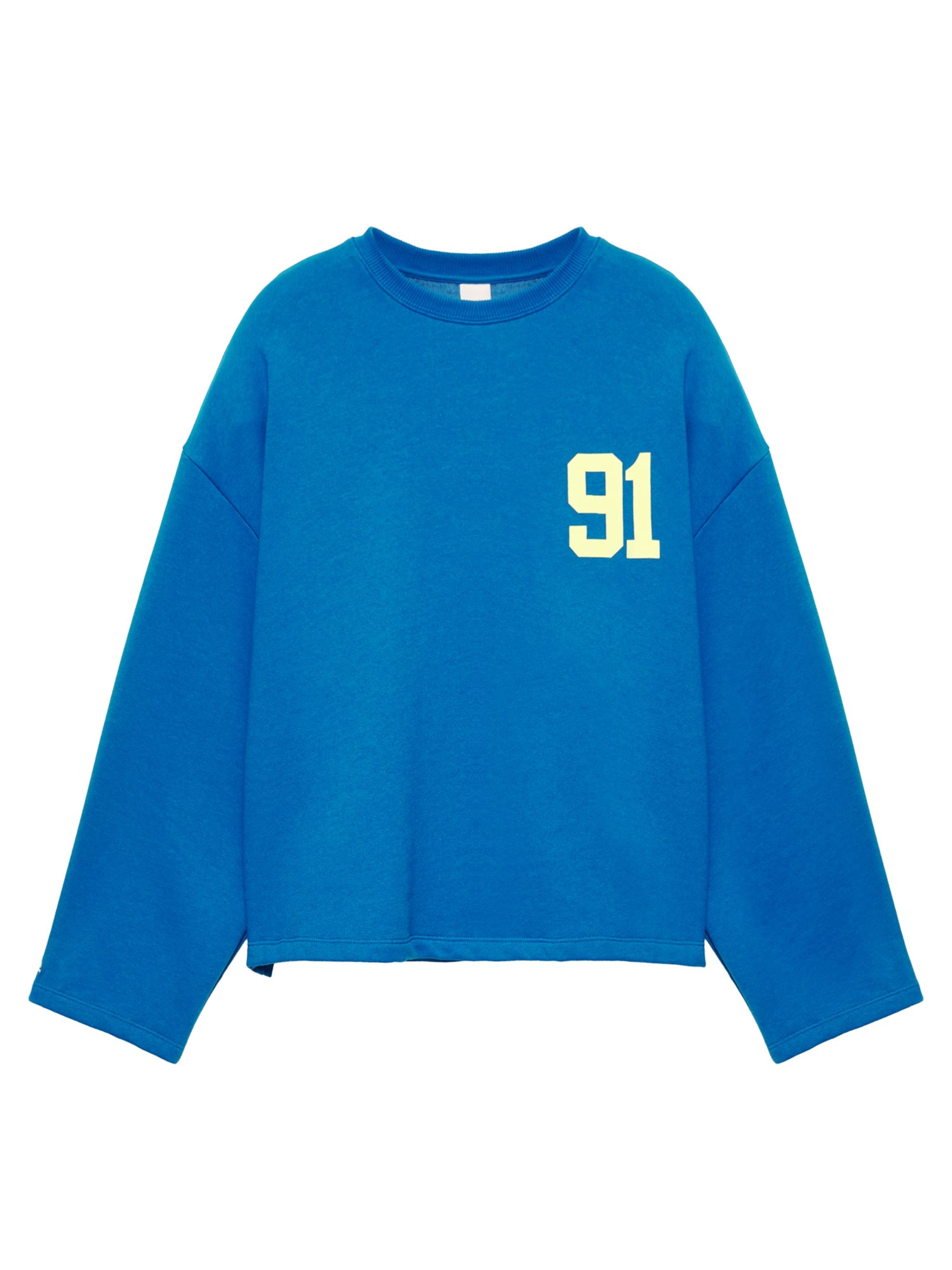 Pull&Bear Sweat-shirt 'PACIFIC 91' en XS en bleu / jaune, Vue avec produit