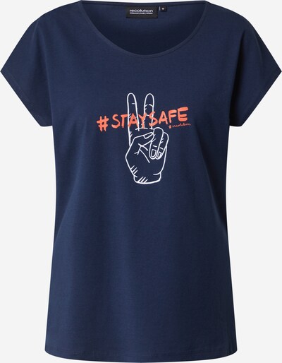 recolution T-shirt '#Staysafe' en bleu marine / orange / blanc, Vue avec produit