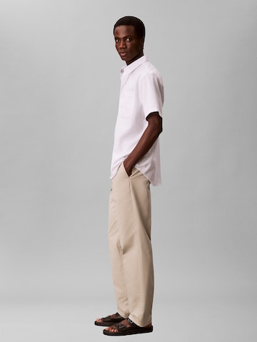 Calvin Klein Regular Pleat-Front Pants in Beige