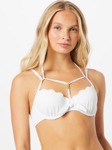 Hunkemöller - Balconet Top de bikini 'Scallop' en blanco: frente