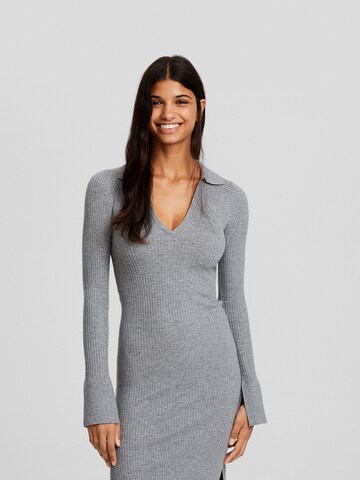 Bershka Knitted dress in Grey: front