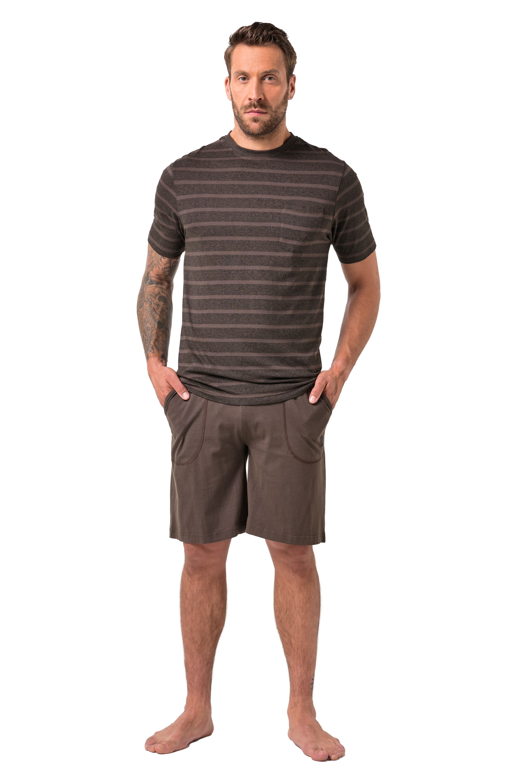 JP1880 Pajama short in Brown: front