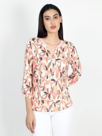 VICCI Germany Blusenshirt, Tunikaausschnitt mit verkürzter Knopfleiste in Rot: Vorderseite