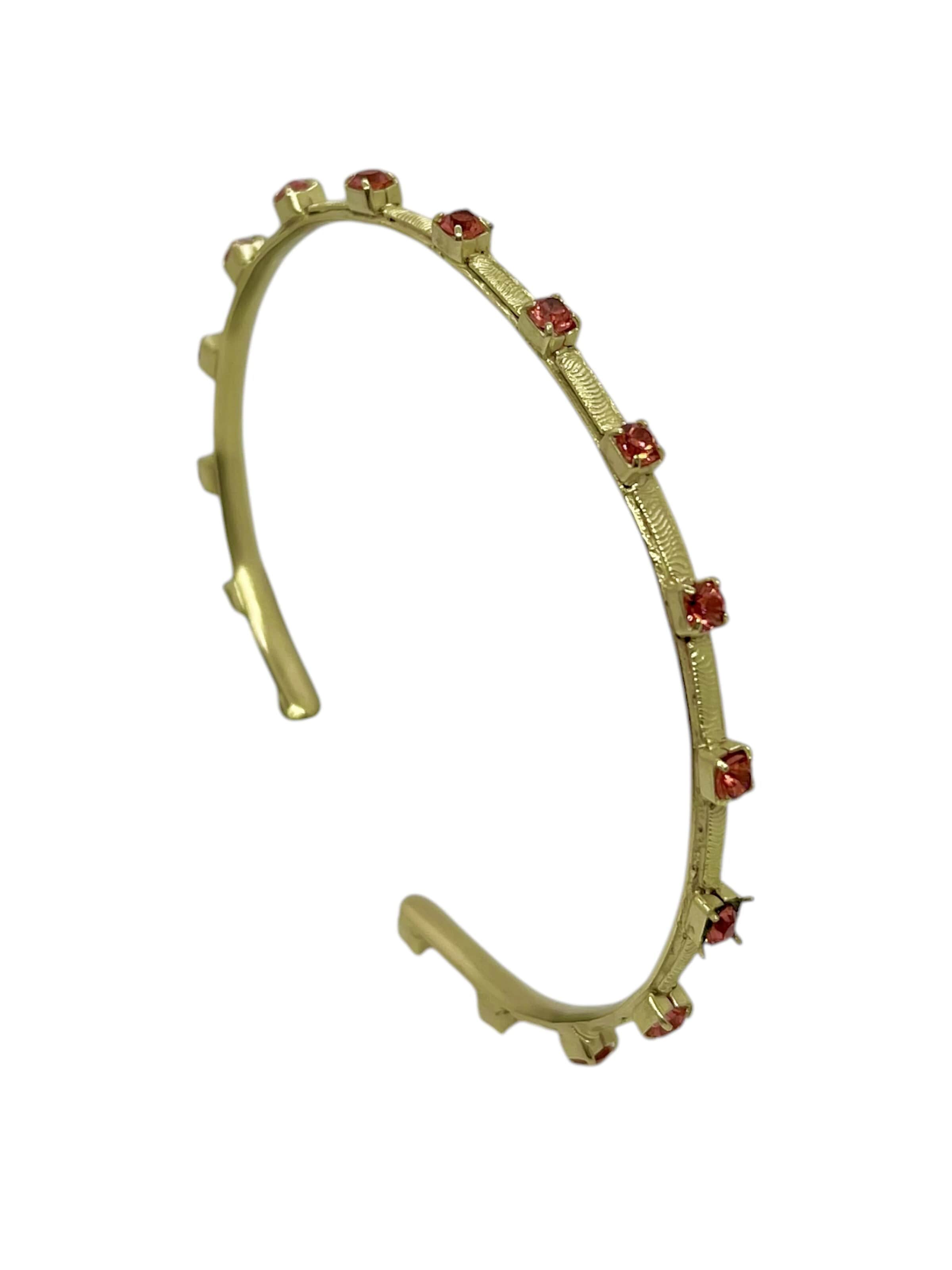 Bracelet 'Gold Point bracelet and Sw crystals in paparadcha' Gloria Mago en or : devant