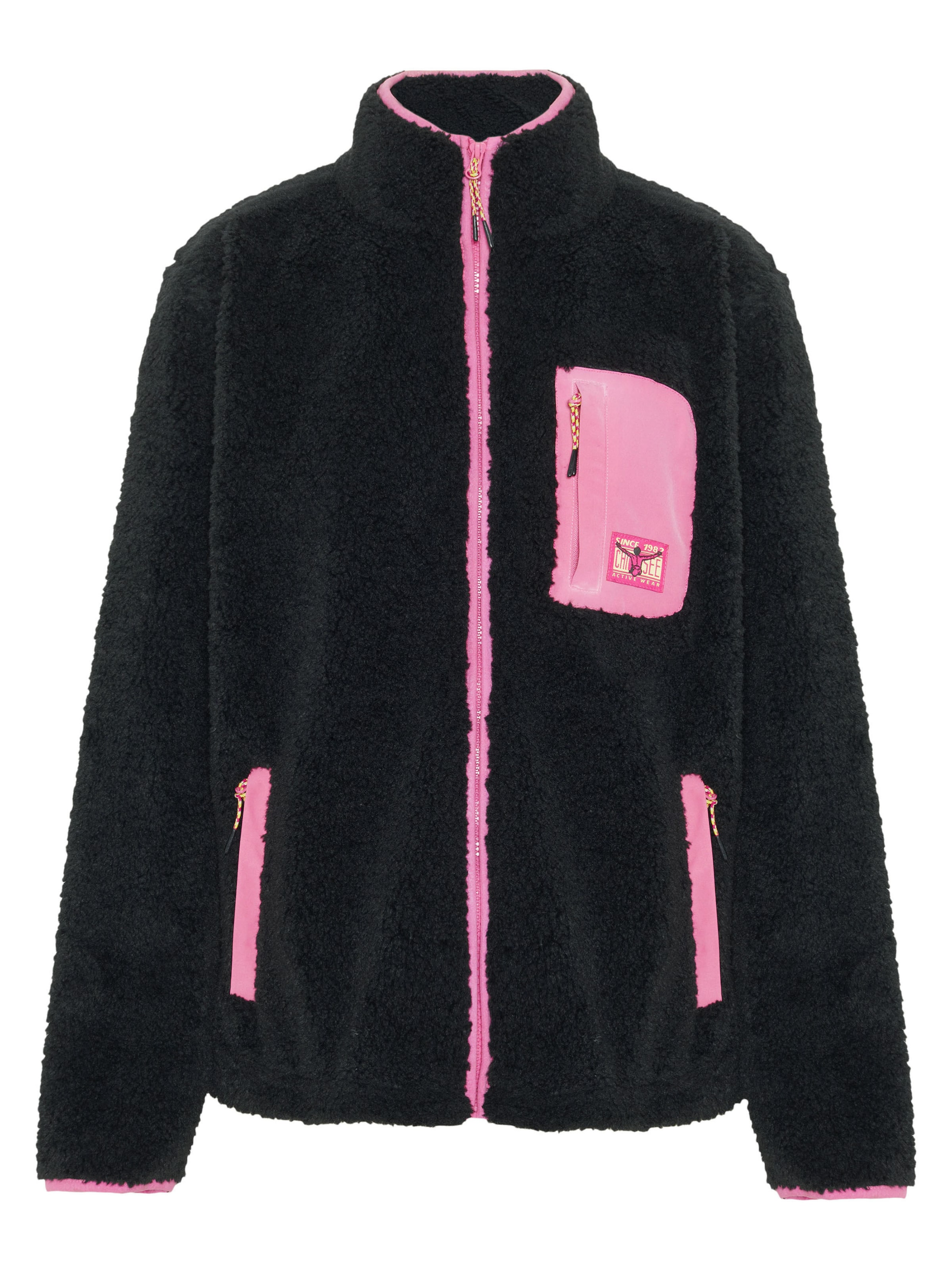 CHIEMSEE Fleece Jacket in Black: front