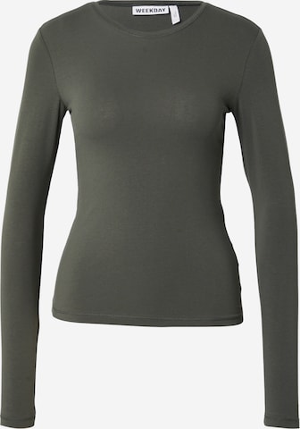 T-shirt WEEKDAY en vert : devant