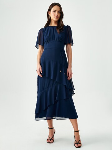 Robe 'LIN' Sável en bleu : devant