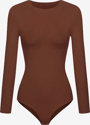 cfab Body 'Crew Neck Longsleeve Bodysuit' in Braun: Vorderseite