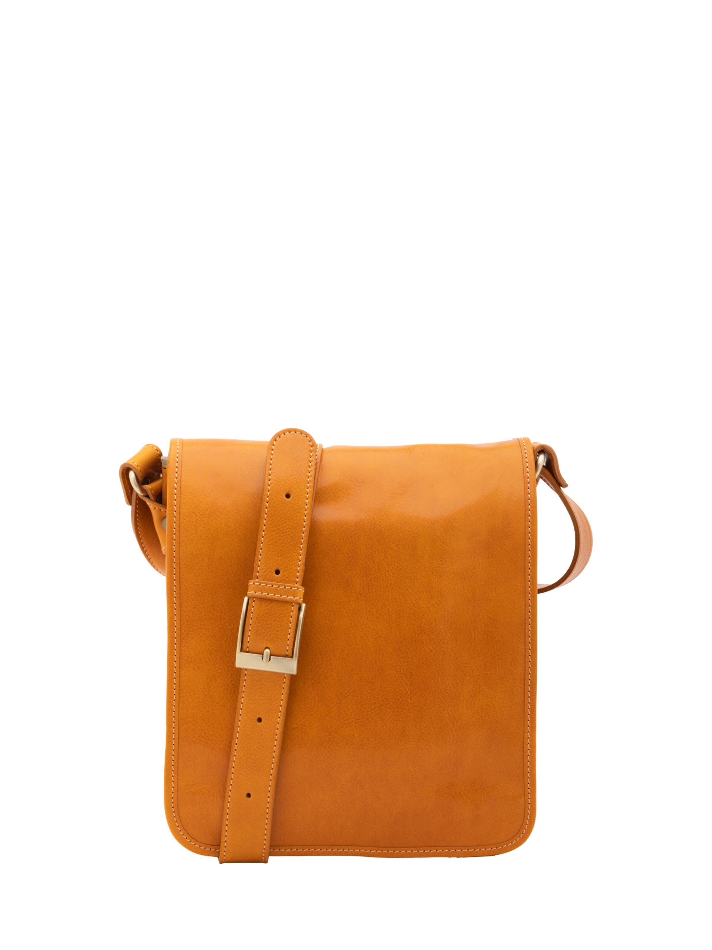 Borsa a tracolla 'Borsa a tracolla uomo vera pelle con chiusura calamita - Made in Italy' di I Fratelli in giallo: frontale