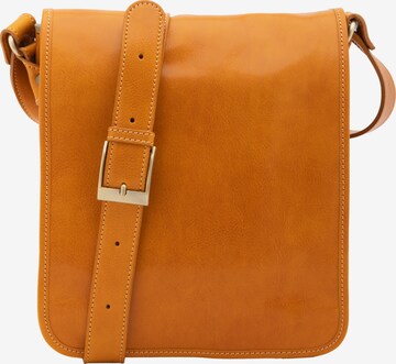 Borsa a tracolla 'Borsa a tracolla uomo vera pelle con chiusura calamita - Made in Italy' di I Fratelli in giallo: frontale