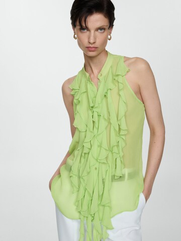 MANGO Blouse 'Camelia' in Groen: voorkant