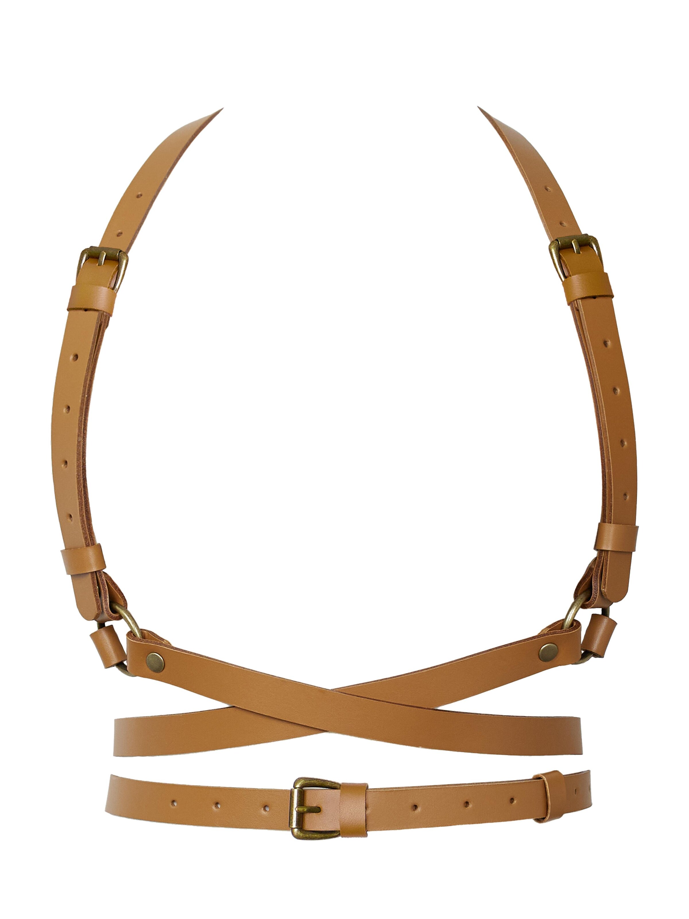 GODDESS Leather Gürtel 'Harness ARTEMIS'‌‌‌‌‌‌‌‌‌ in Braun: Vorderseite