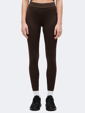 Reebok Skinny Spodnie sportowe w kolorze brązowy: przód
