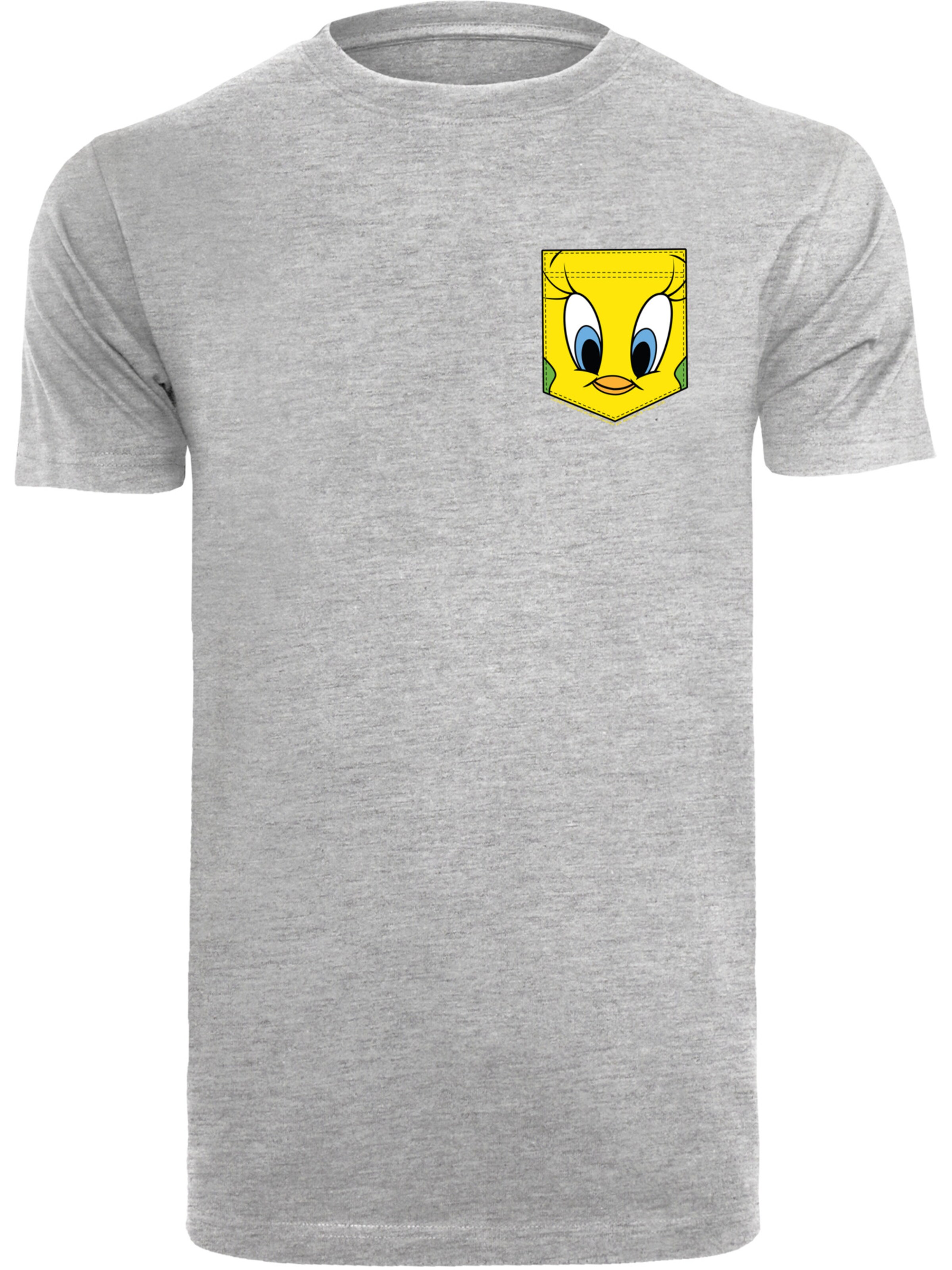 F4NT4STIC Shirt 'Looney Tunes Tweety Pie Face' in Grijs: voorkant