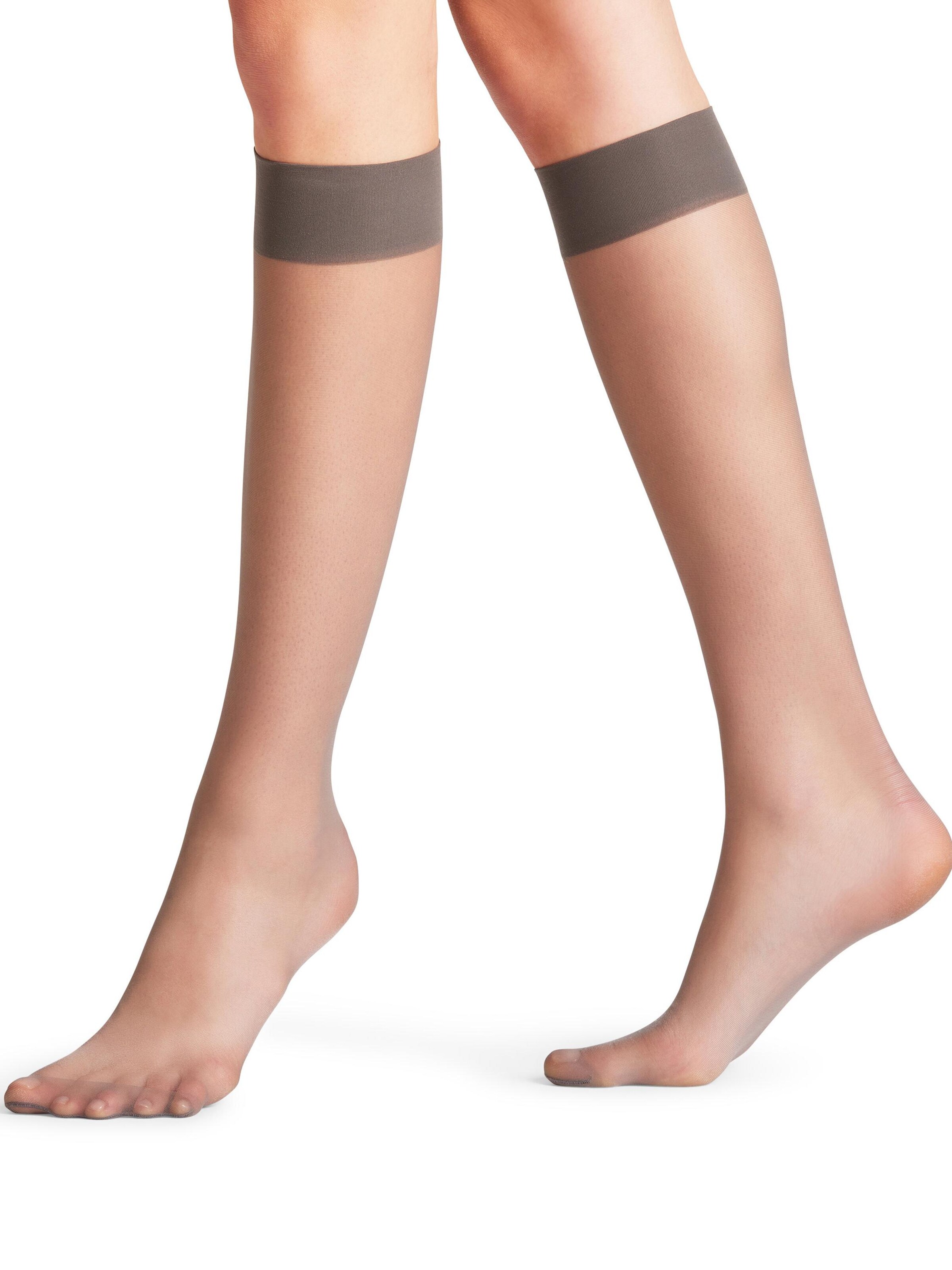 FALKE Knee High Socks 'Seidenglatt' in Grey: front