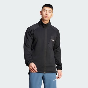 ADIDAS TERREX Athletic Fleece Jacket in Black: front