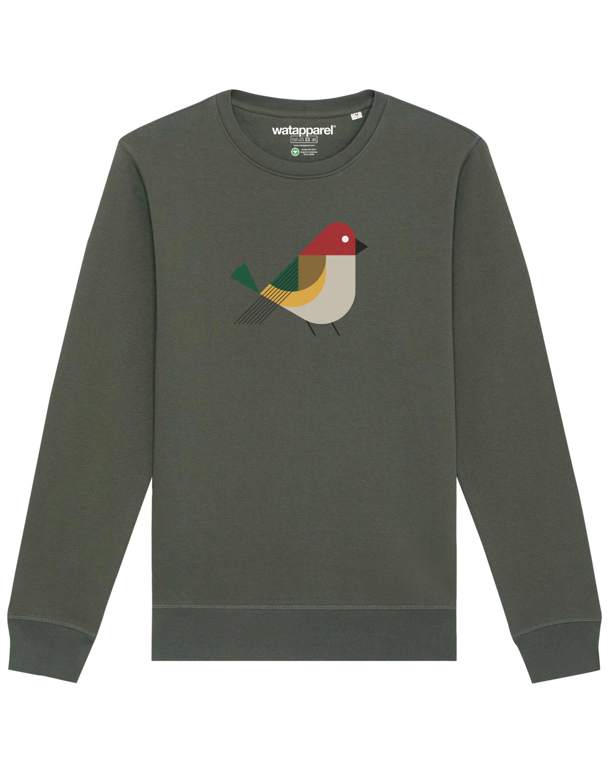Watapparel Sweatshirt ' Vogel ' in Grün: Vorderseite