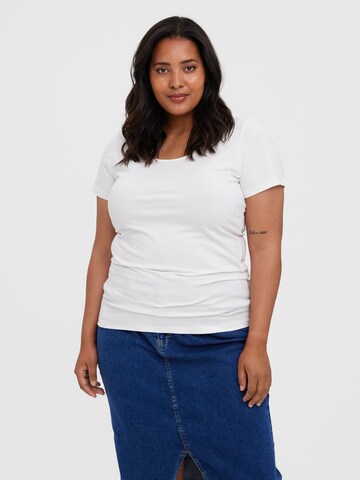 Tricou 'PAXI' de la Vero Moda Curve pe alb: față