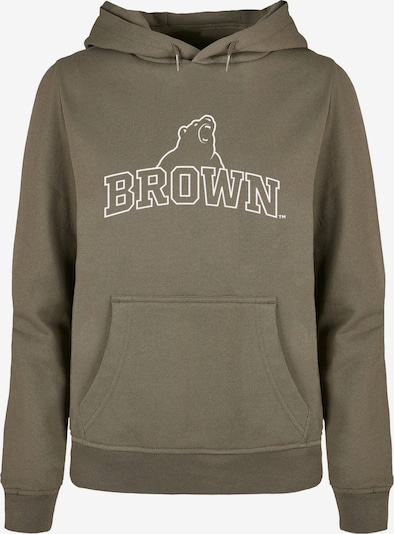 Merchcode Sweatshirt 'Brown University - Bear' in oliv / weiß, Produktansicht