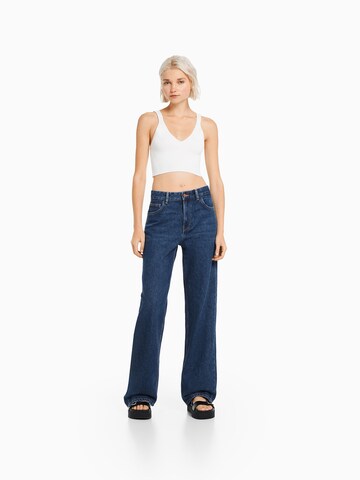 Wide leg Jeans de la Bershka pe albastru