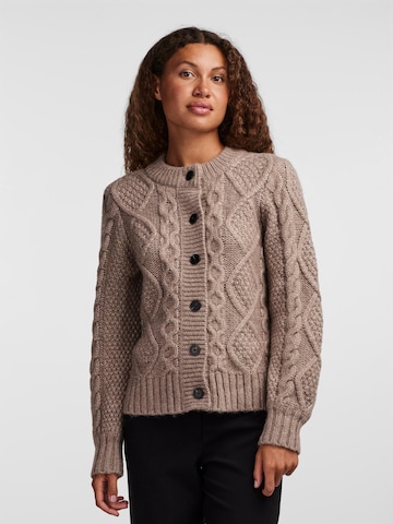 Y.A.S Knit Cardigan in Brown: front