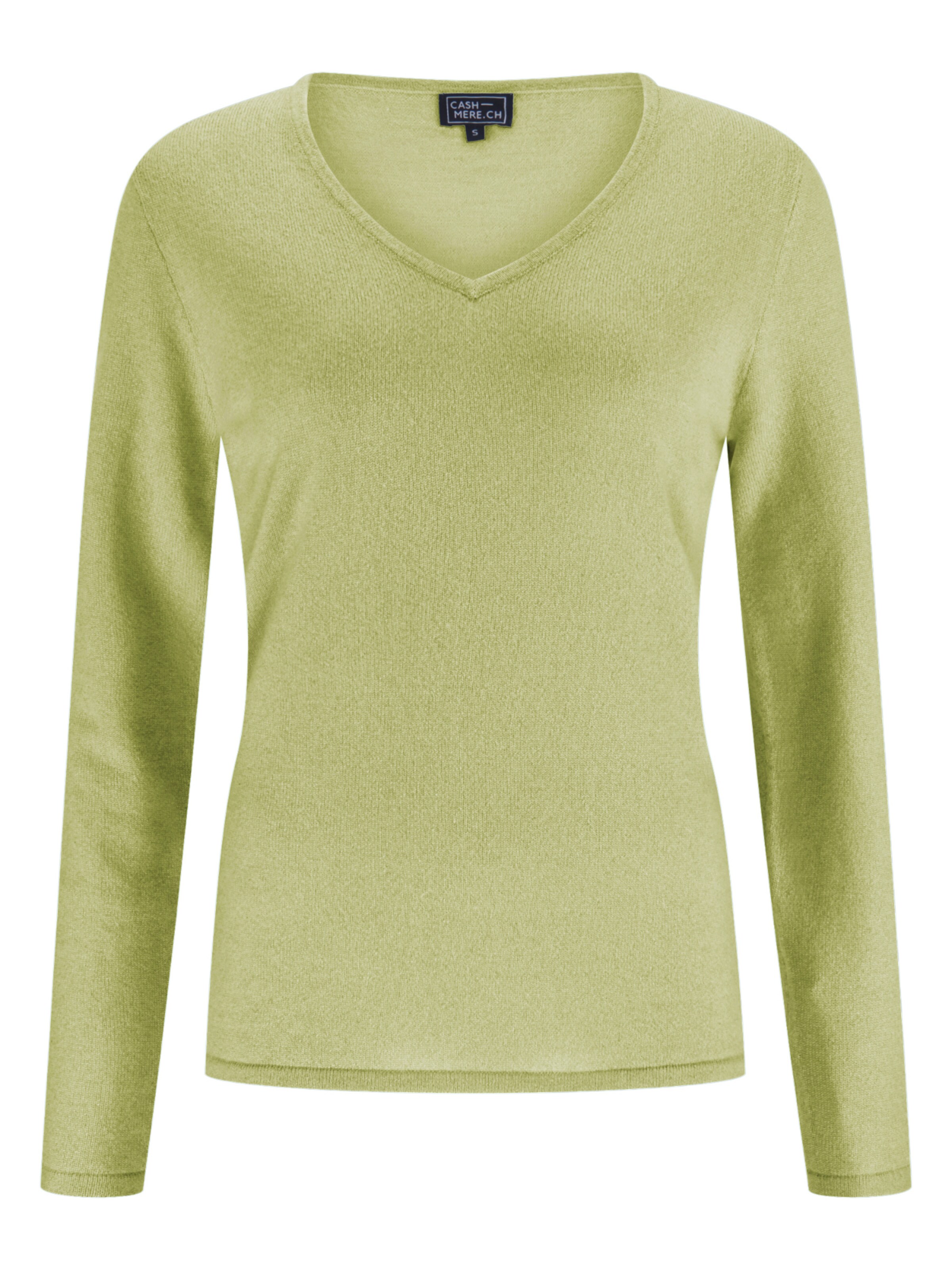 CASH-MERE.CH Kaschmir Pullover in limette, Produktansicht