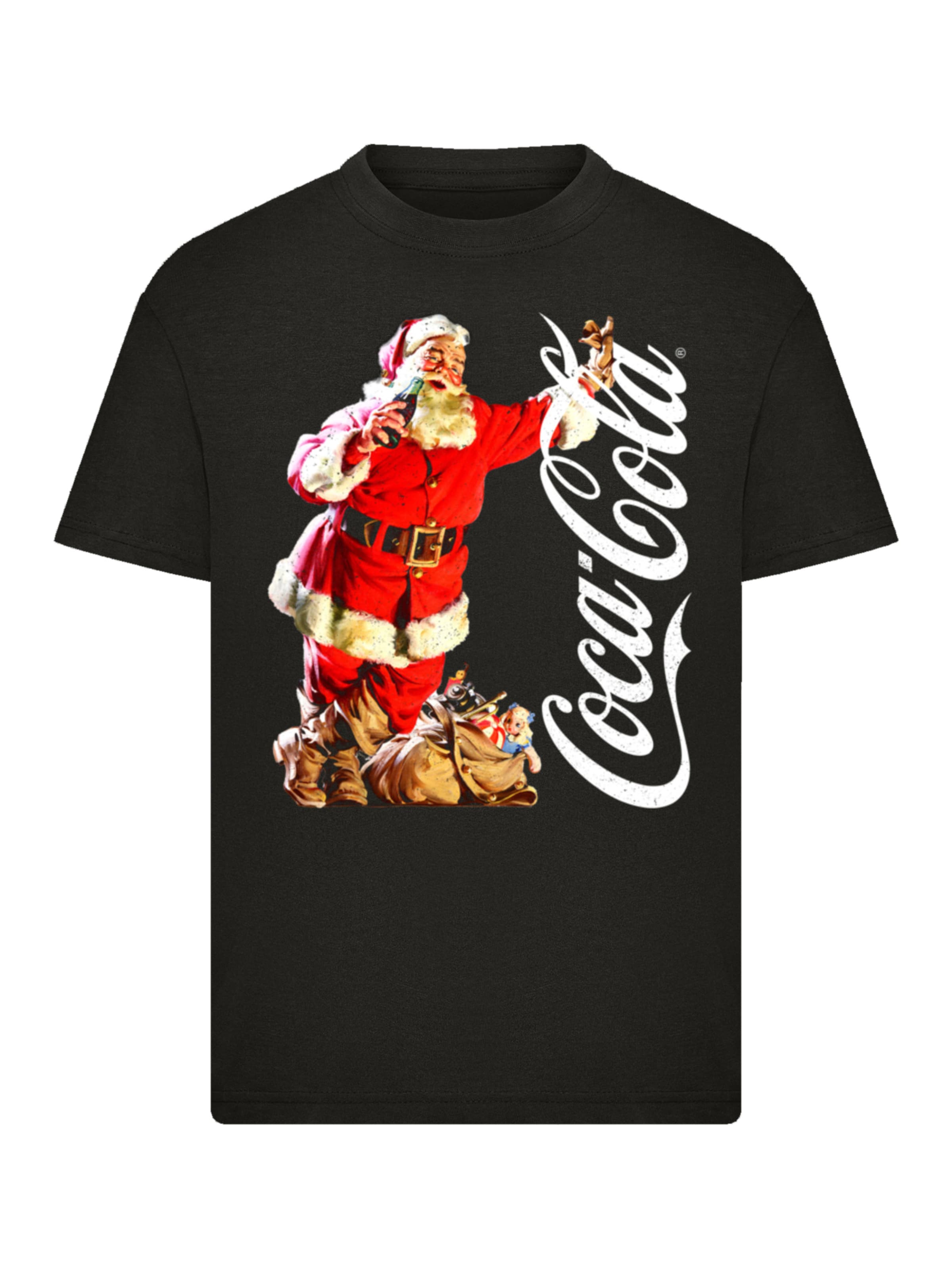 F4NT4STIC Shirt 'Coca Cola Leaning Santa' in Schwarz: Vorderseite