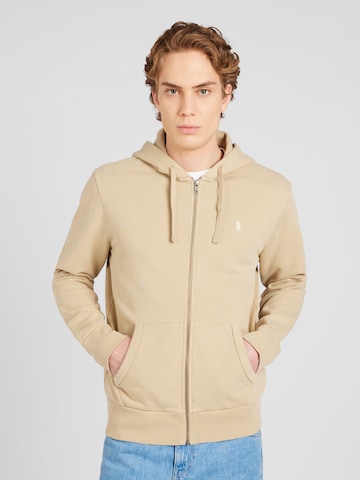 Veste de survêtement Polo Ralph Lauren en beige : devant