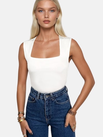 Trend Alaçatı Stili Shirt Bodysuit in White, Item view