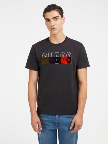 T-Shirt GUESS en noir : devant