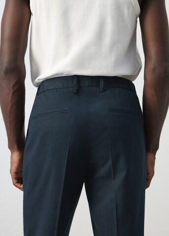 MANGO MAN Slim fit Pleated Pants 'Delave' in Blue